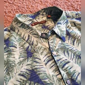 Tori Richard 100% cotton lawn palm leaves short sleeve button up  tropical XL